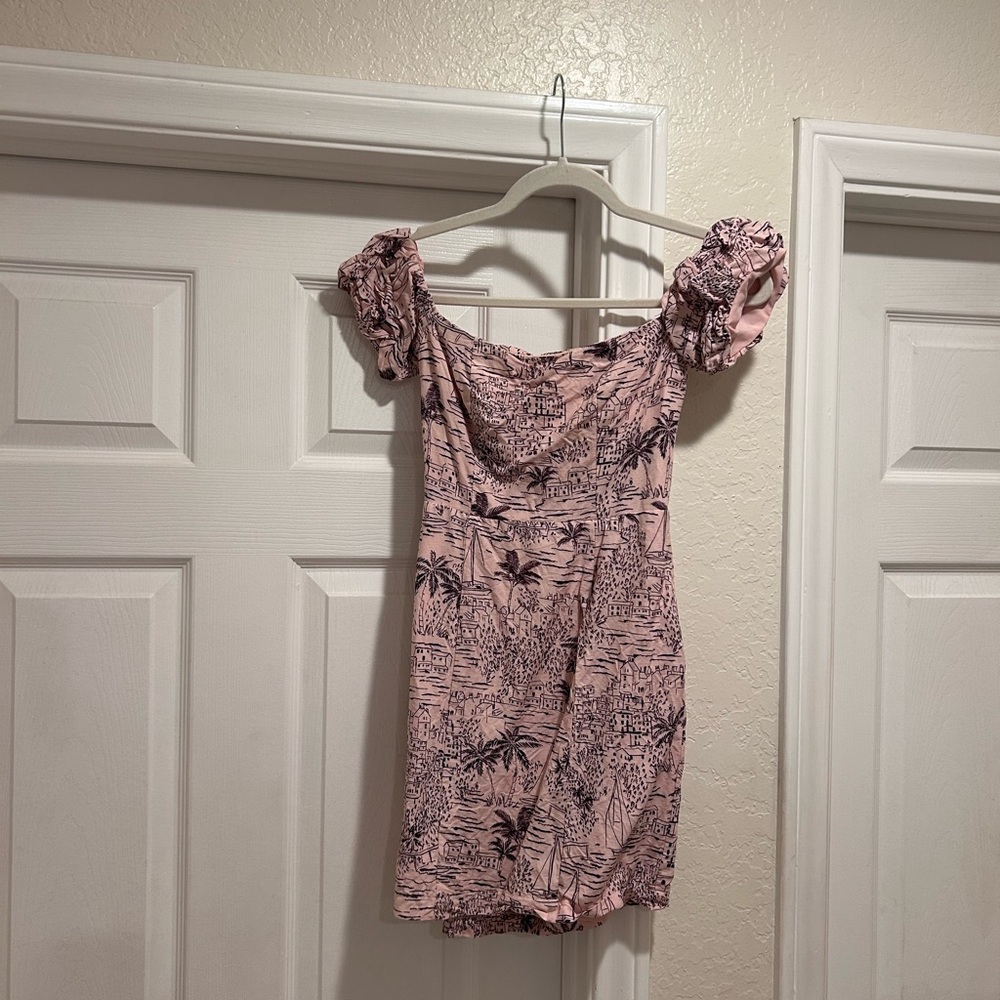 Astr Pink Tropical Print Mini Dress